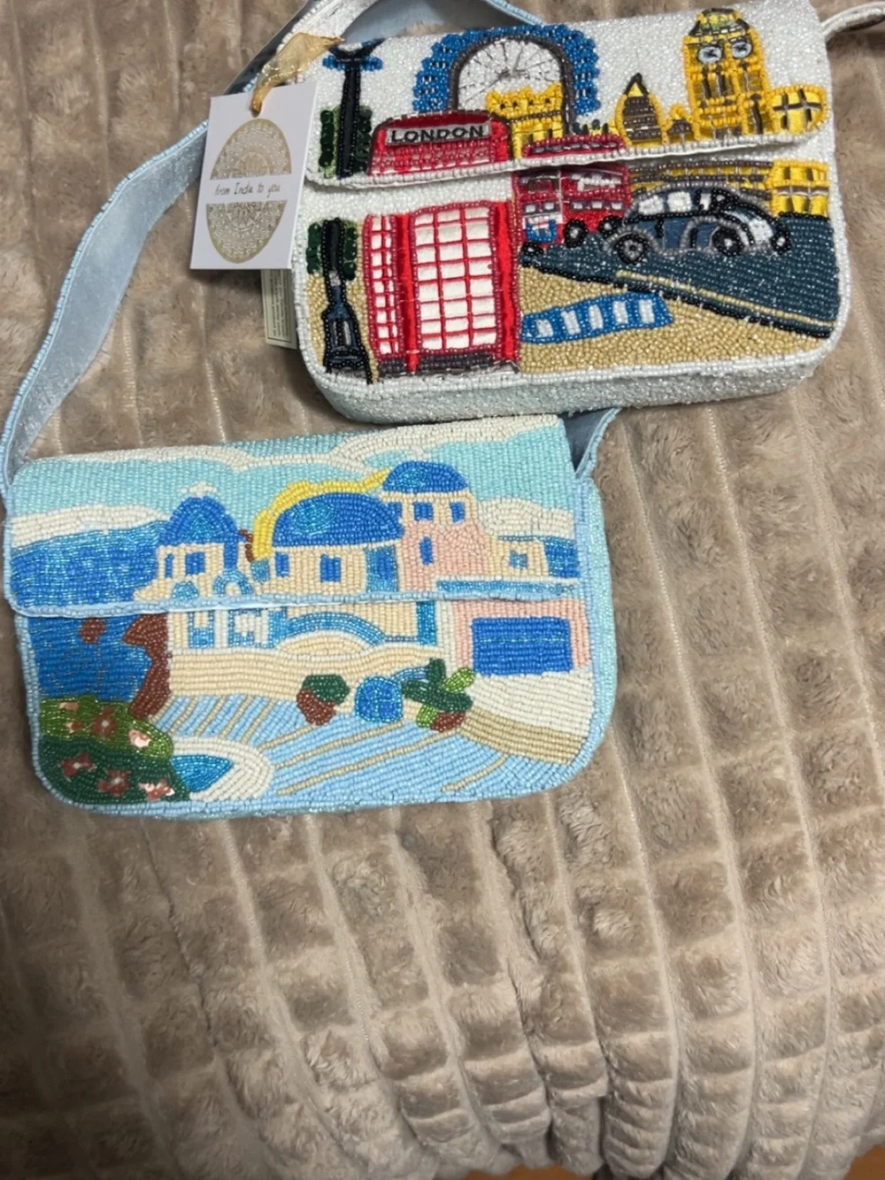 NWT Beaded- From India to you- GREECE/ITALY/SPAIN scene shoulder bag